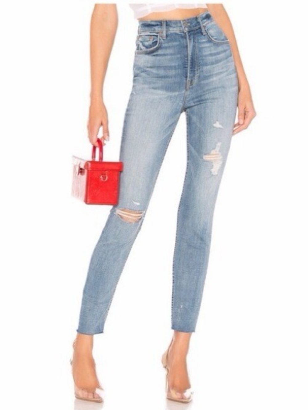 GRLFRND Kendall Distressed Skinny Jeans in Blue | 27